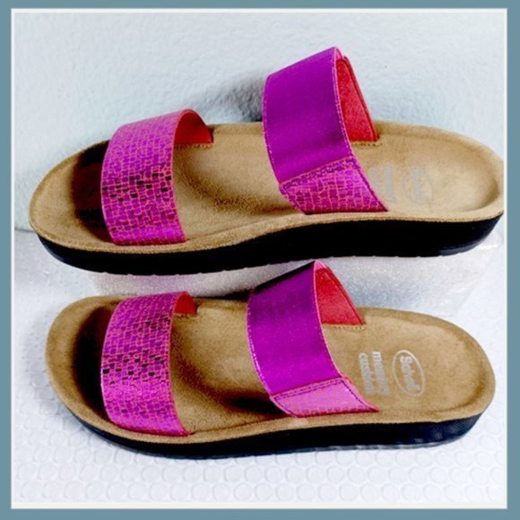 Dr. Scholl's Metallic Pink Slides, Metallic Pink Slides Size 38 / 7.5 - Picture 5 of 8